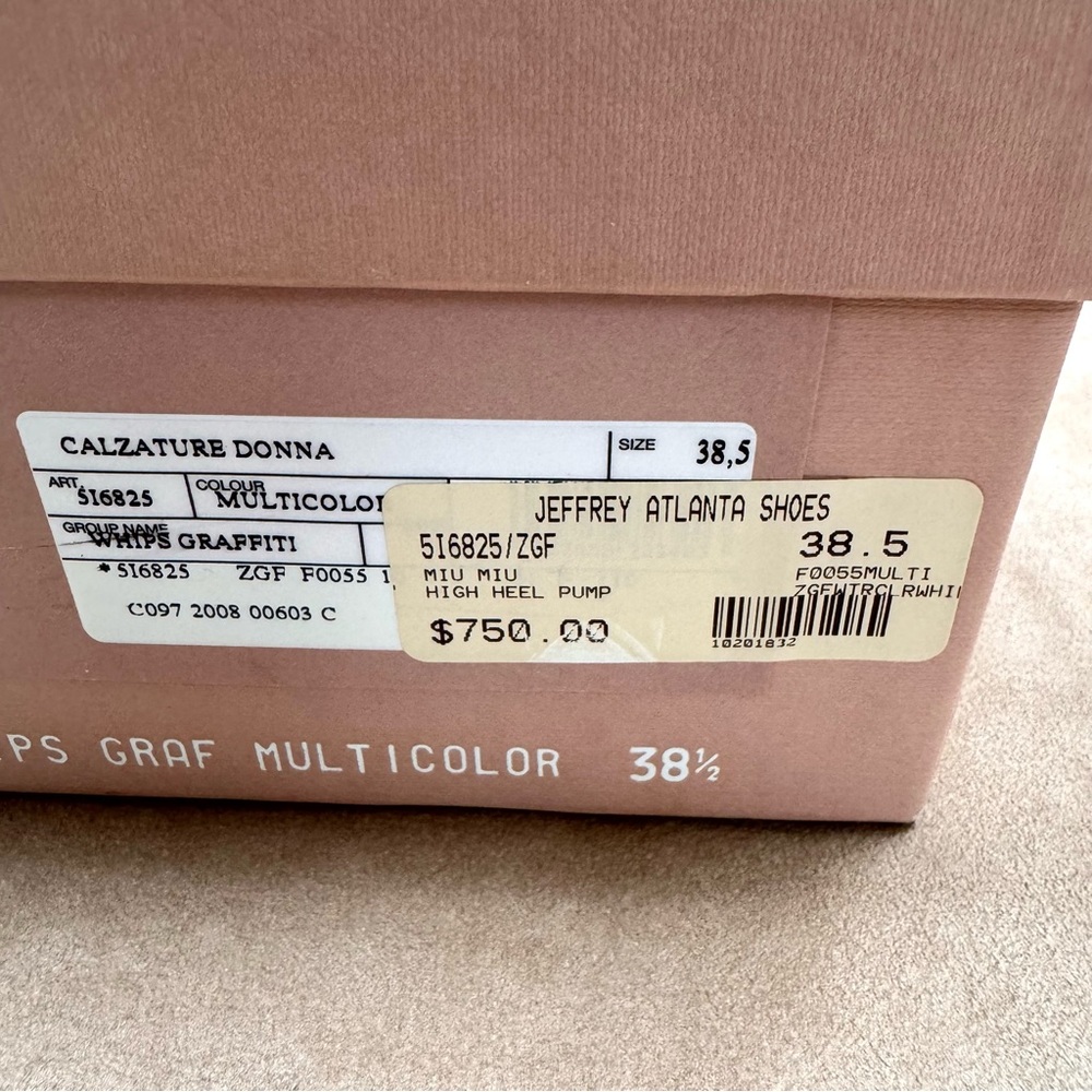 Miu Miu Whips Graffiti Snakeskin Ombre Multicolor Heels Calzature Donna 38.5 Box - Picture 14 of 15